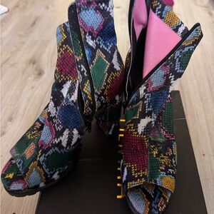 Colorful Snakeskin Patterned Boots